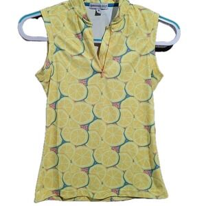 Swannies Golf Polo Shirt Youth Girls Sz M / Y10-12 Yellow Lemons Novelty Tennis